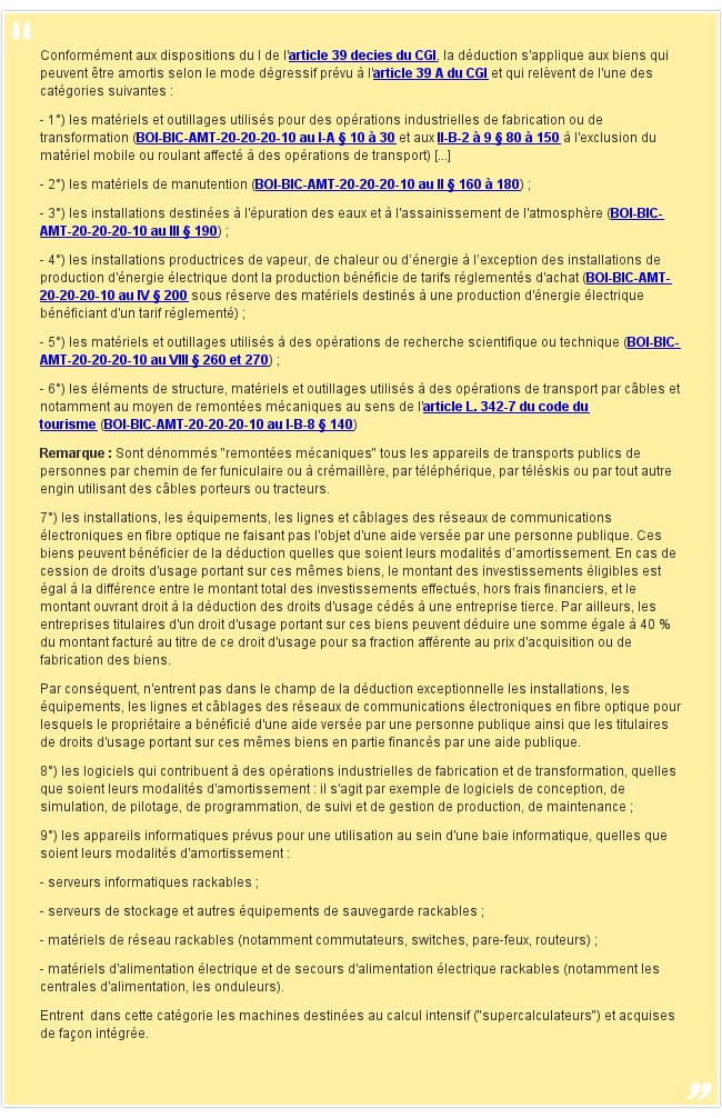 <em><span>article 39 decies du CGI</span></em>