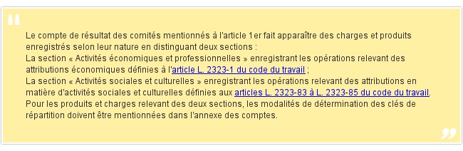 Le compte de résultat des comités...